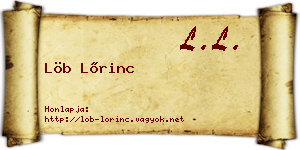 Löb Lőrinc névjegykártya